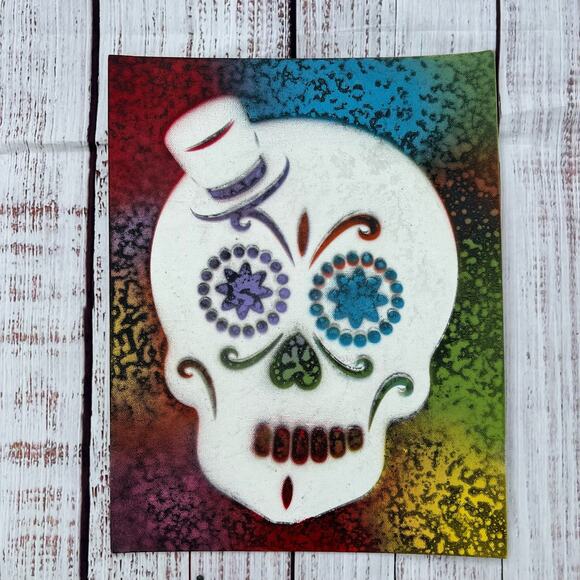 Day of the Dead Sugar Skull Original Art Canvas 12x15 - Picture 1 of 1